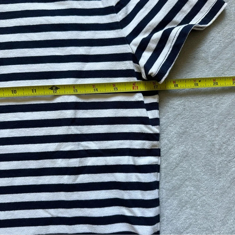 J. Crew Striped Peplum Top Navy Blue/ White Size M - Picture 2 of 7